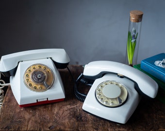 Vintage rotary phone, Antique Soviet home phones, Landline telephone, 1980s desk phones, USSR vintage decor