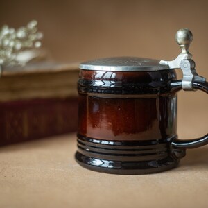 Vintage Brown Ceramic Beer Mug, gift for father&#39;s day, Europe, Germany