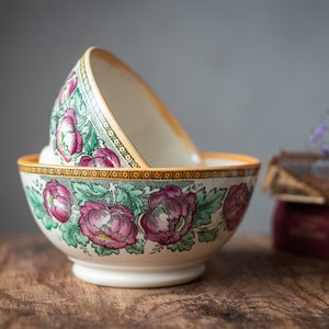 Vintage porcelain salad bowl, ceramic fruit serving bowls
