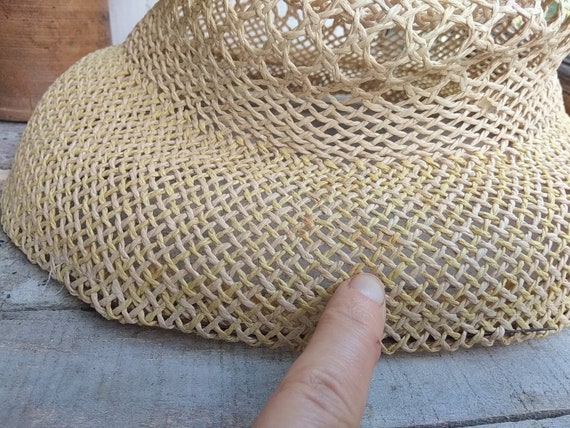 Vintage straw hat for women, Boho sun bucket hat,… - image 10