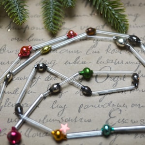 Adornos navideños de cuentas de corneta, decoración navideña de vidrio vintage de los años 70, decoraciones navideñas retro imagen 18