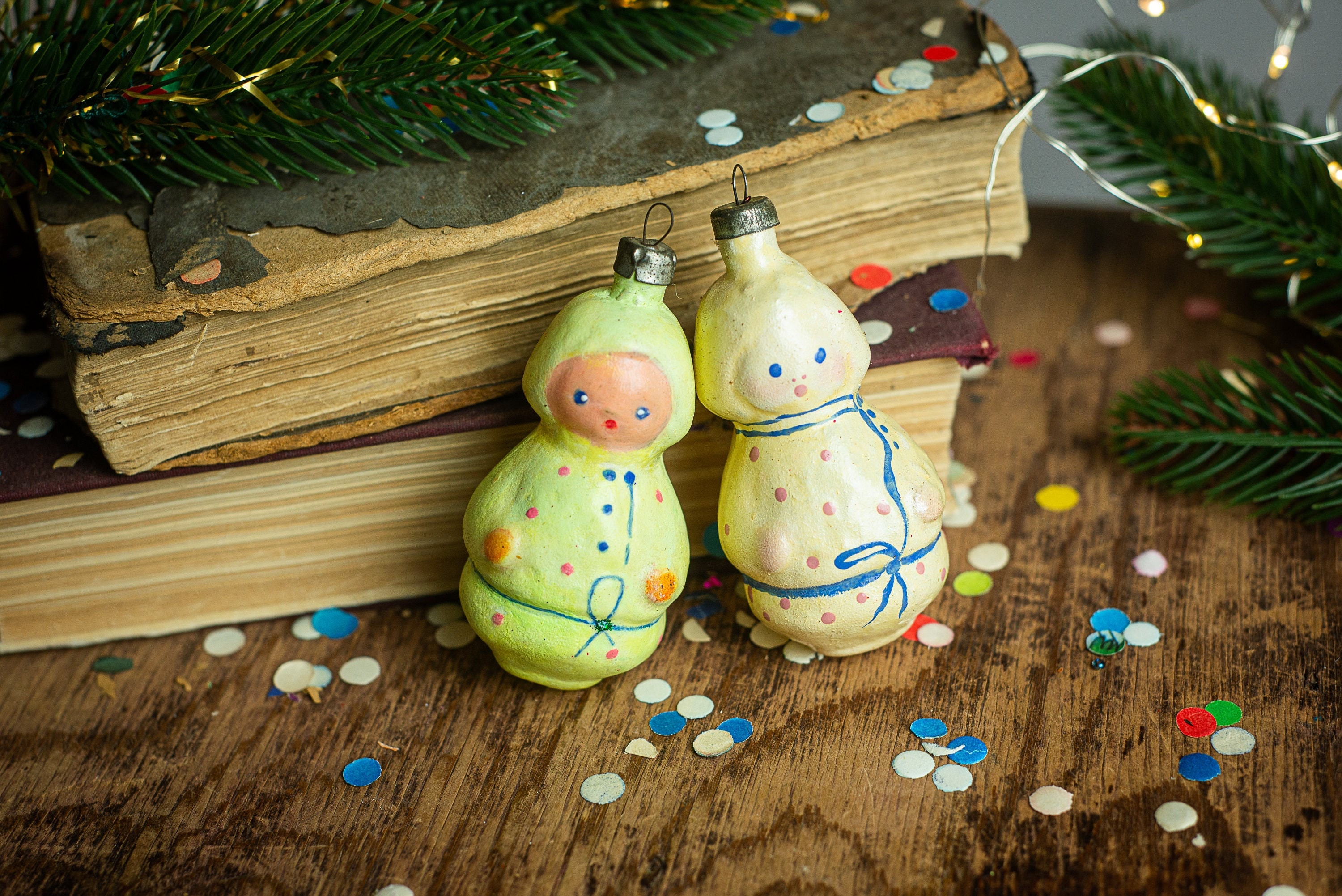 赤ちゃんの置物、クリスマスガラスオーナメント、クリスマスツリーの