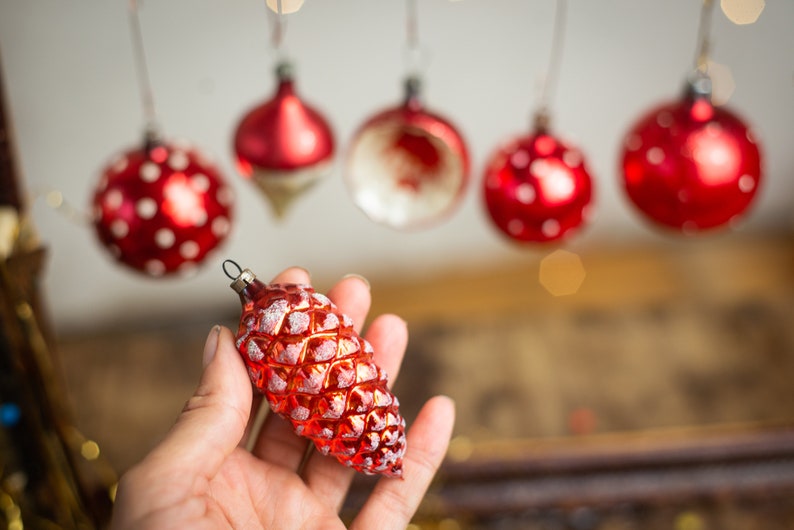 German Christmas Decorations Set Vintage Collectible Glass Etsy