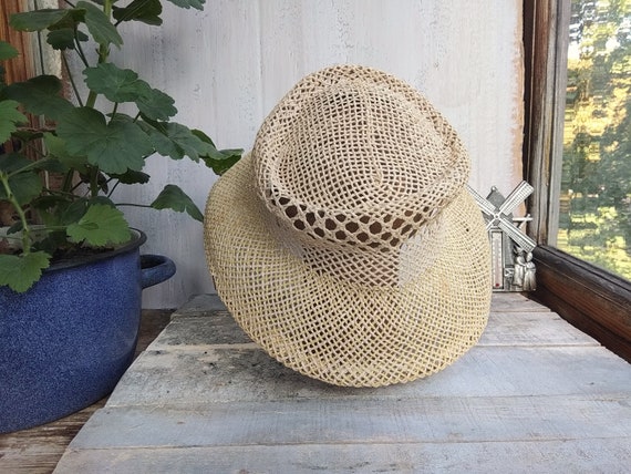 Vintage straw hat for women, Boho sun bucket hat,… - image 5