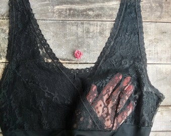 Vintage 90s Black Lace Nightgown, Sheer Silk Shine Retro Honeymoon Slip Dress