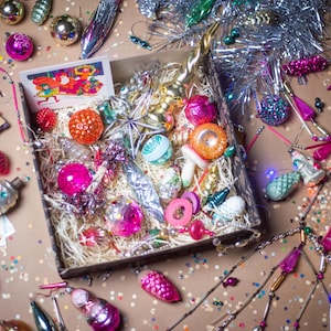 Christmas Mystery Box, Vintage Christmas home decorations, Lot of Christmas Decor, Xmas surprise gift box