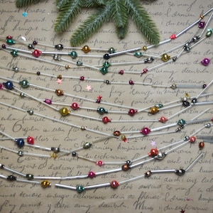 Adornos navideños de cuentas de corneta, decoración navideña de vidrio vintage de los años 70, decoraciones navideñas retro imagen 1