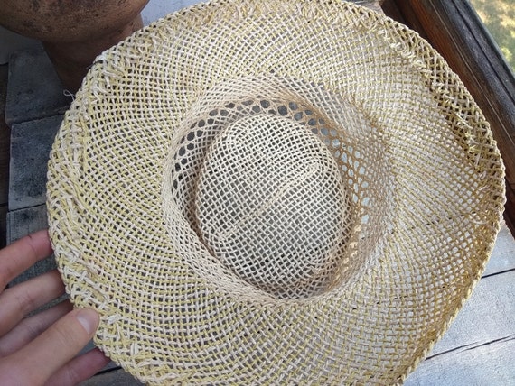 Vintage straw hat for women, Boho sun bucket hat,… - image 8