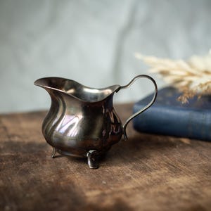 Silver Creamer, Germany Vintage 1970s, Small Metal Milk Jug for Tea and Coffee