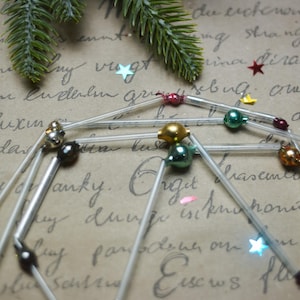 Adornos navideños de cuentas de corneta, decoración navideña de vidrio vintage de los años 70, decoraciones navideñas retro imagen 20