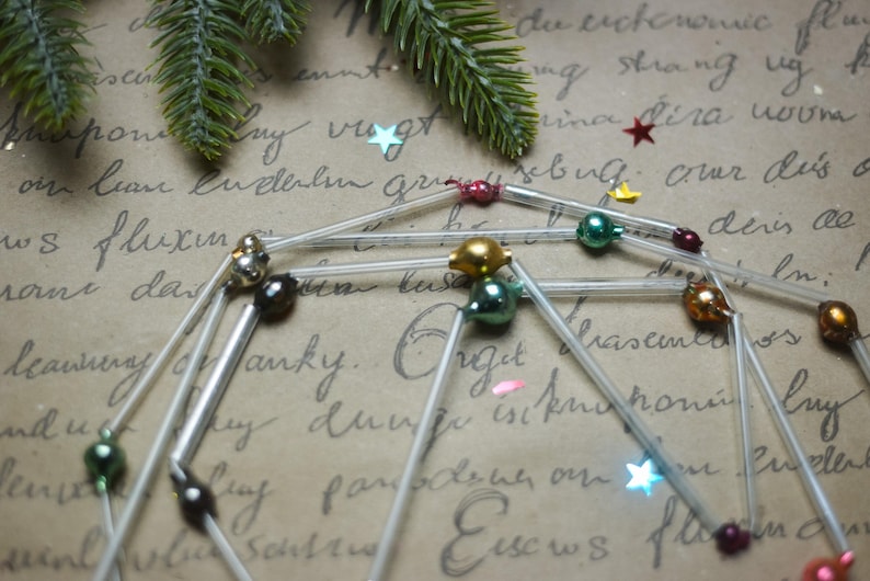 Adornos navideños de cuentas de corneta, decoración navideña de vidrio vintage de los años 70, decoraciones navideñas retro imagen 20