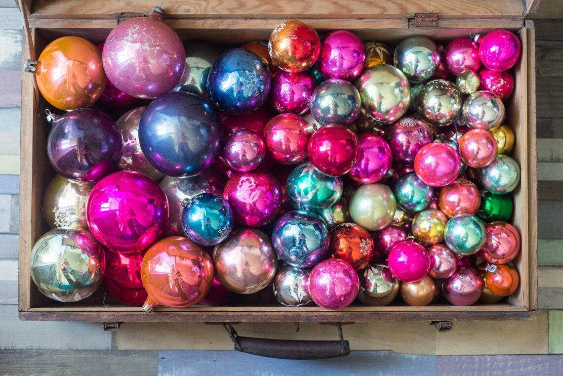 ASTNIC 12 Pcs Multicolored Crystal Christmas Ball Ornaments 0.87 Inch  Iridescent Glass Christmas Ornaments Vintage Prism Ball Xmas Tree  Decorations