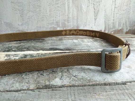 Men vintage belt, leather & textile belt, metal b… - image 9