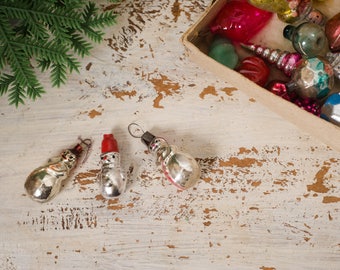 ミニヴィンテージガラス製クリスマスオーナメントセット、小さなドール
