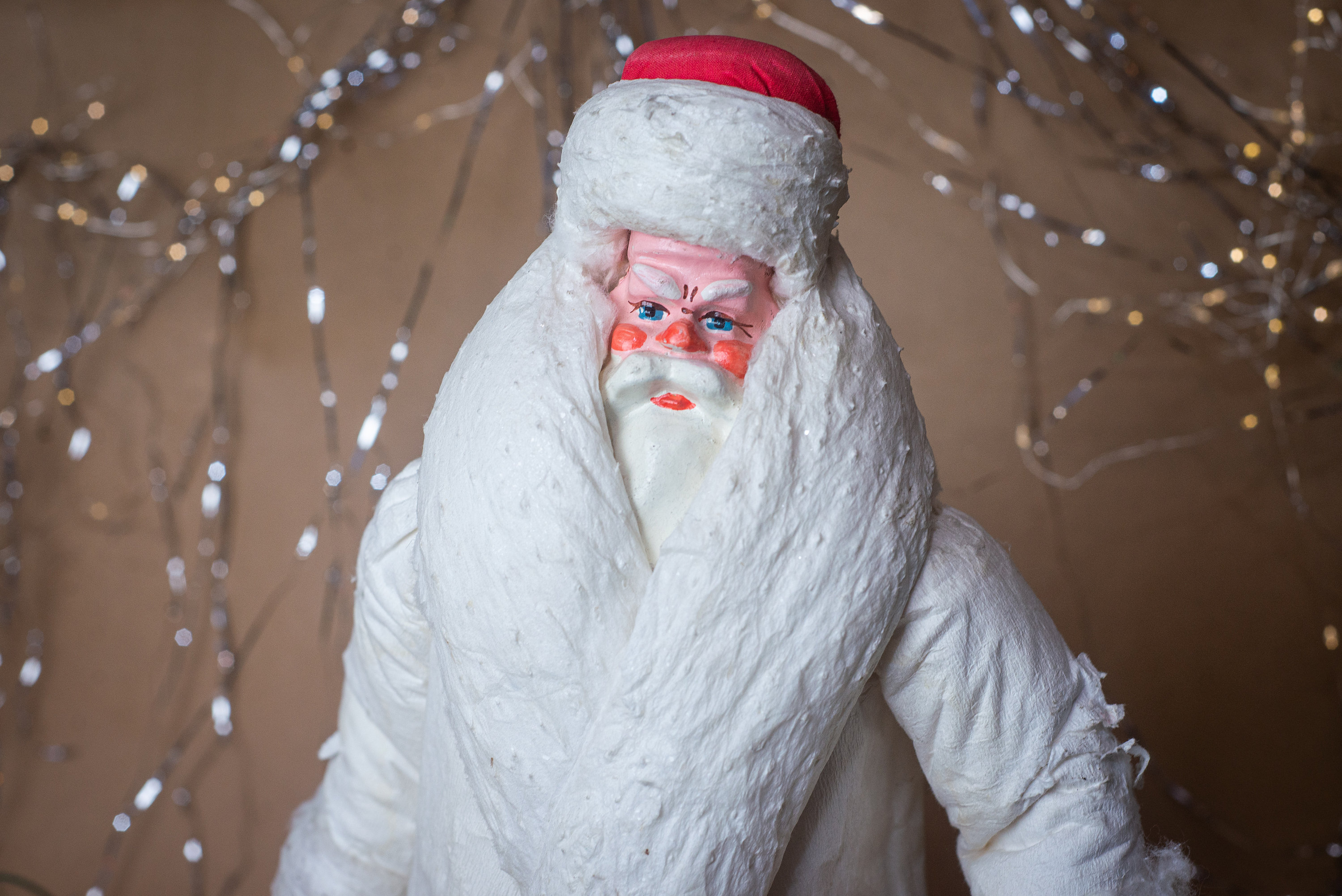 USA】ヴィンテージ ホワイトコート サンタクロース置き物