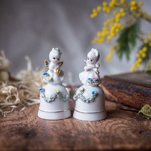 Porcelain vintage angels bells, NAPCO Porcelain, Easter flower table home decor, Germany porcelain,  religion home decor