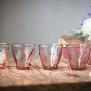 Vintage shot glasses set, glass vodka or liquor glasses, clear glass barware, retro glassware