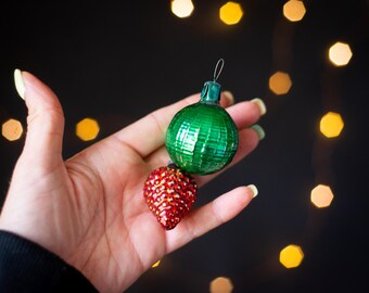 ヴィンテージ風ミニガラス製クリスマスオーナメント（色と形は各種
