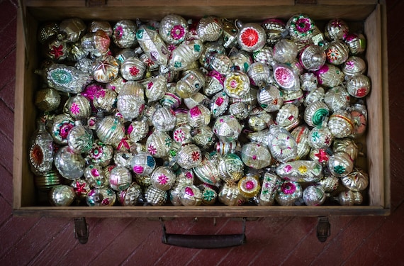 Silver Color Flower Glass Christmas Vintage Ornaments Etsy