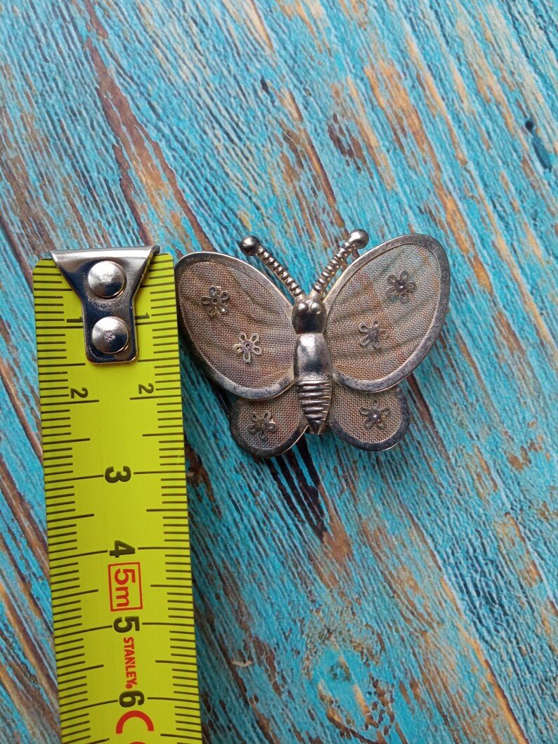 Vintage butterfly brooch, Insect jewelry, Retro dress brooch, Butterfly pin, Figural collar brooch image 5