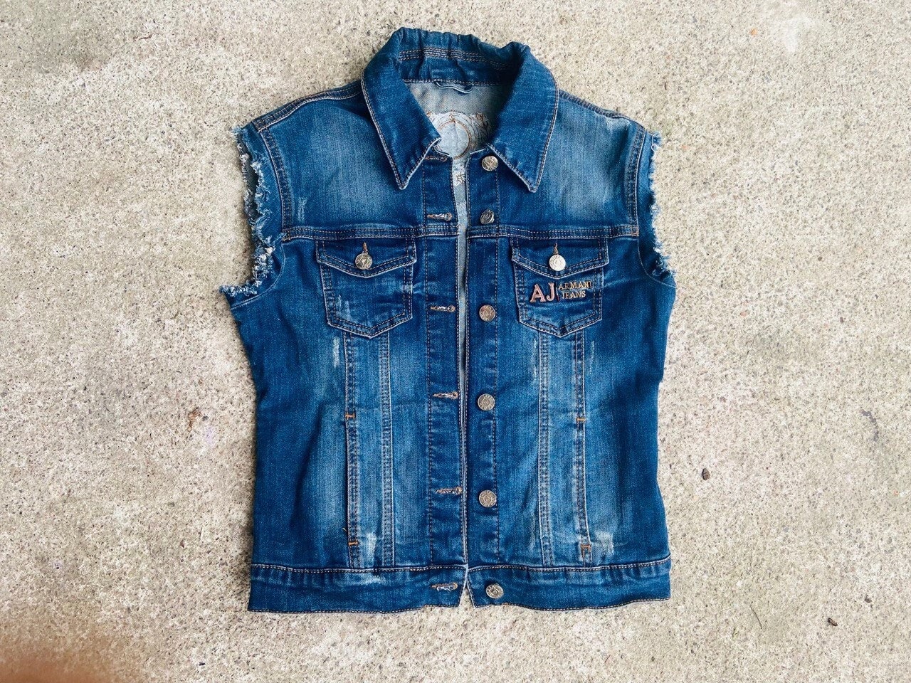 Vintage Denim Vest Armani Jeans, Vintage Cotton Jean Waistcoat 