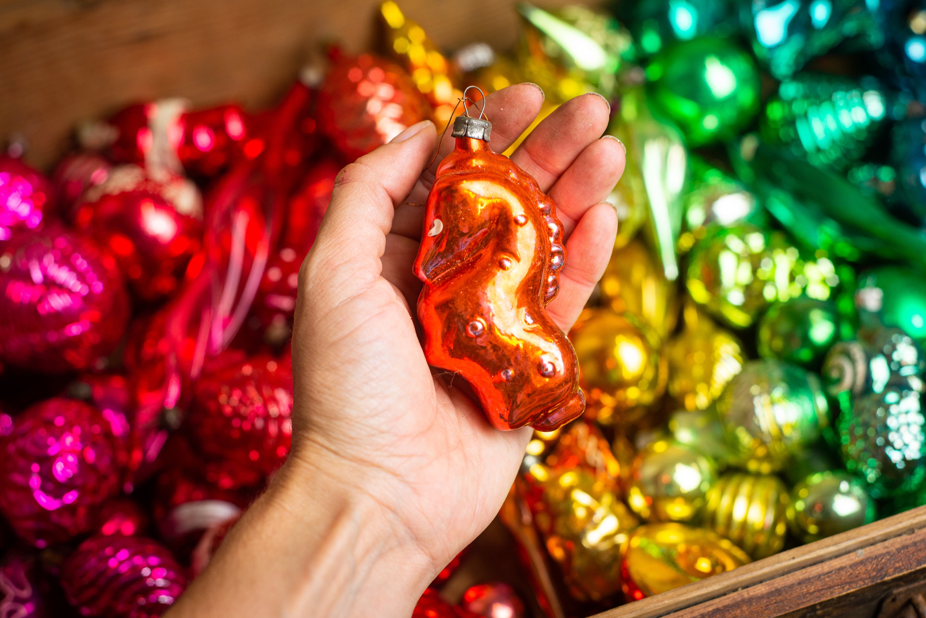 C ソビエト ヴィンテージ ミニガラスオーナメント アンティーク　クリスマス ソビエト ミニガラスオーナメントセット 16個 ヴィンテージ C ソビエト