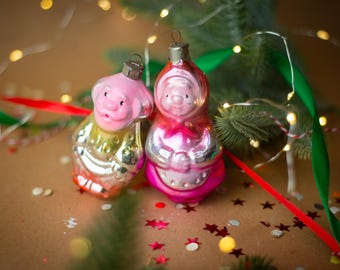 K　ヴィンテージ　クリスマス　ガラス　オーナメント2 セット K ヴィンテージ クリスマス ガラス オーナメント2 セット K