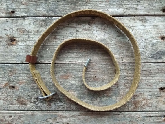 Men vintage belt, leather & textile belt, metal b… - image 2