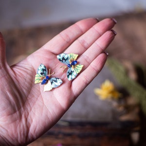 Broches fleurs et papillons vintage en émail, épingles insectes rétro, broche antique en fausses perles, épingle pour sac à dos fleur noire image 8