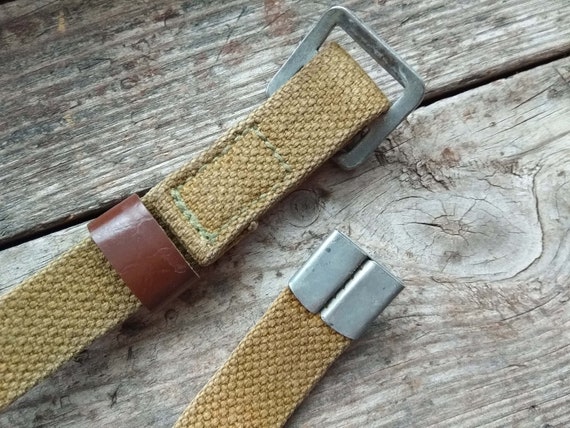 Men vintage belt, leather & textile belt, metal b… - image 6