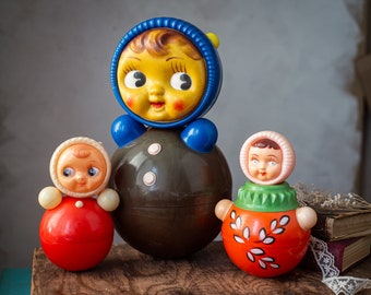 Vintage big Nevalyashka doll made in USSR, retro collectible kids toy, vintage toddler toy gift