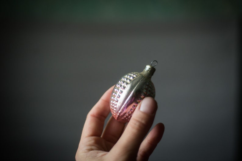bohemian pine cone decor Soviet Xmas decorations 1950s glass ornaments set vintage boho Christmas tree retro gold pink corn decoration