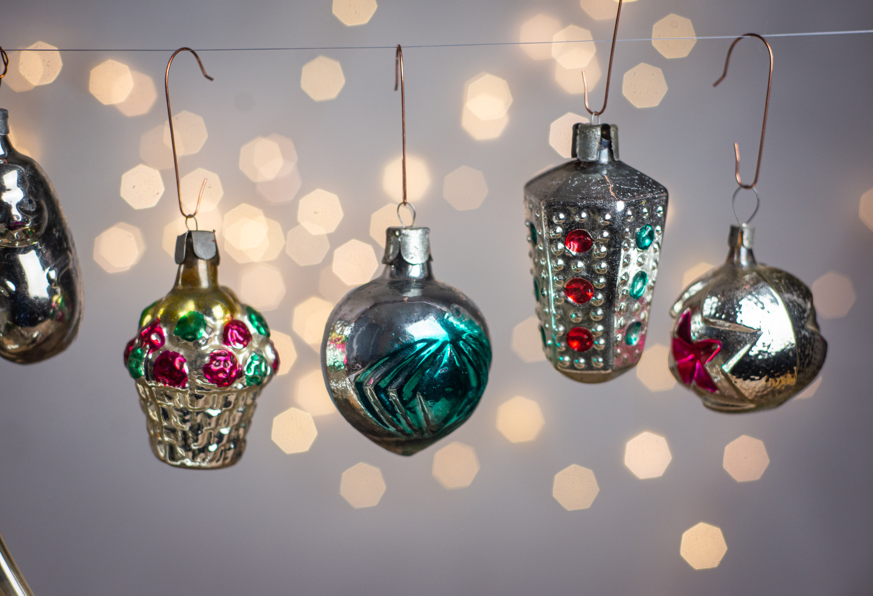 ヴィンテージガラスクリスマスオーナメントセット（ツリートップ付き