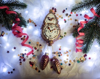 Cuckoo Clock Christmas Ornament, Retro Handmade Tree Figurine