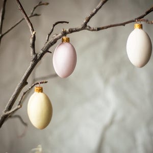 Glass Easter Egg Ornaments, Hanging Easter Tree Decor, Pastel Spring Decoration, Pink and Yellow Home Accents
