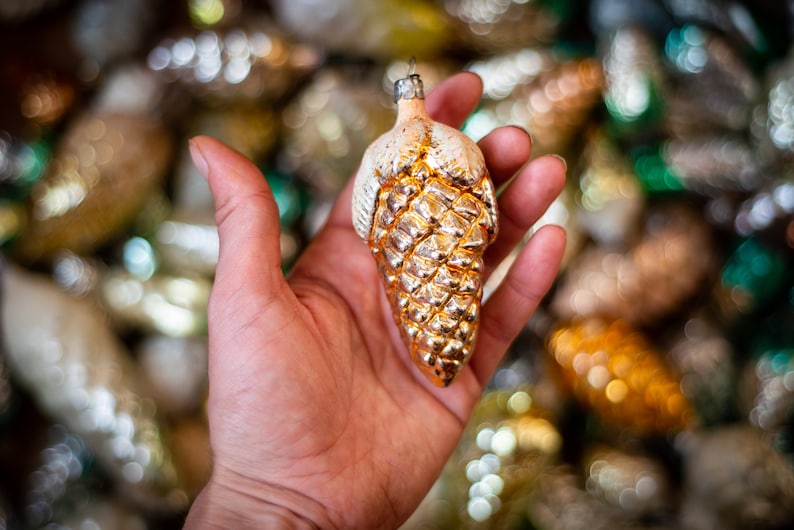 Wedding Christmas favors, pine cone glass ornaments, wedding rustic Christmas decor, Christmas tree country glass ornament winter home decor image 7