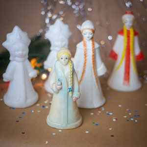 Frozen girl Christmas tree decor, vintage plastic Snow Maiden