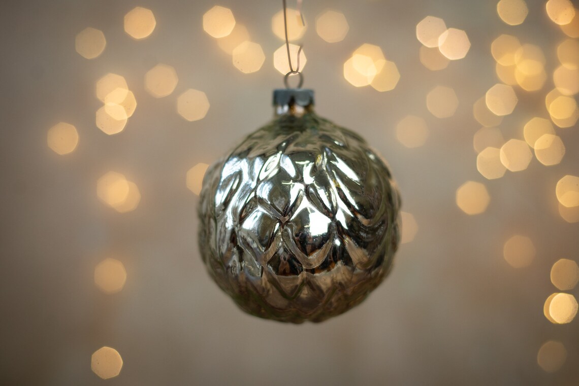 Großer silberner Christbaumschmuck Christbaum Vintage Dekor | Etsy