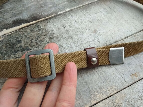 Men vintage belt, leather & textile belt, metal b… - image 8