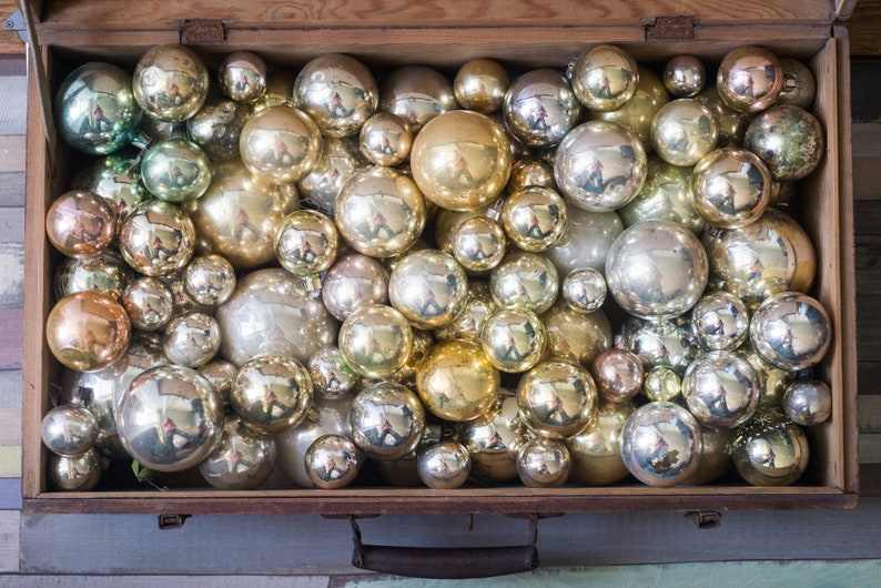 Golden Silver Glass Bubbles 1950s Christmas Decoration Golden Etsy