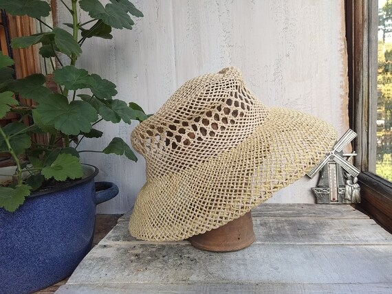 Vintage straw hat for women, Boho sun bucket hat,… - image 4