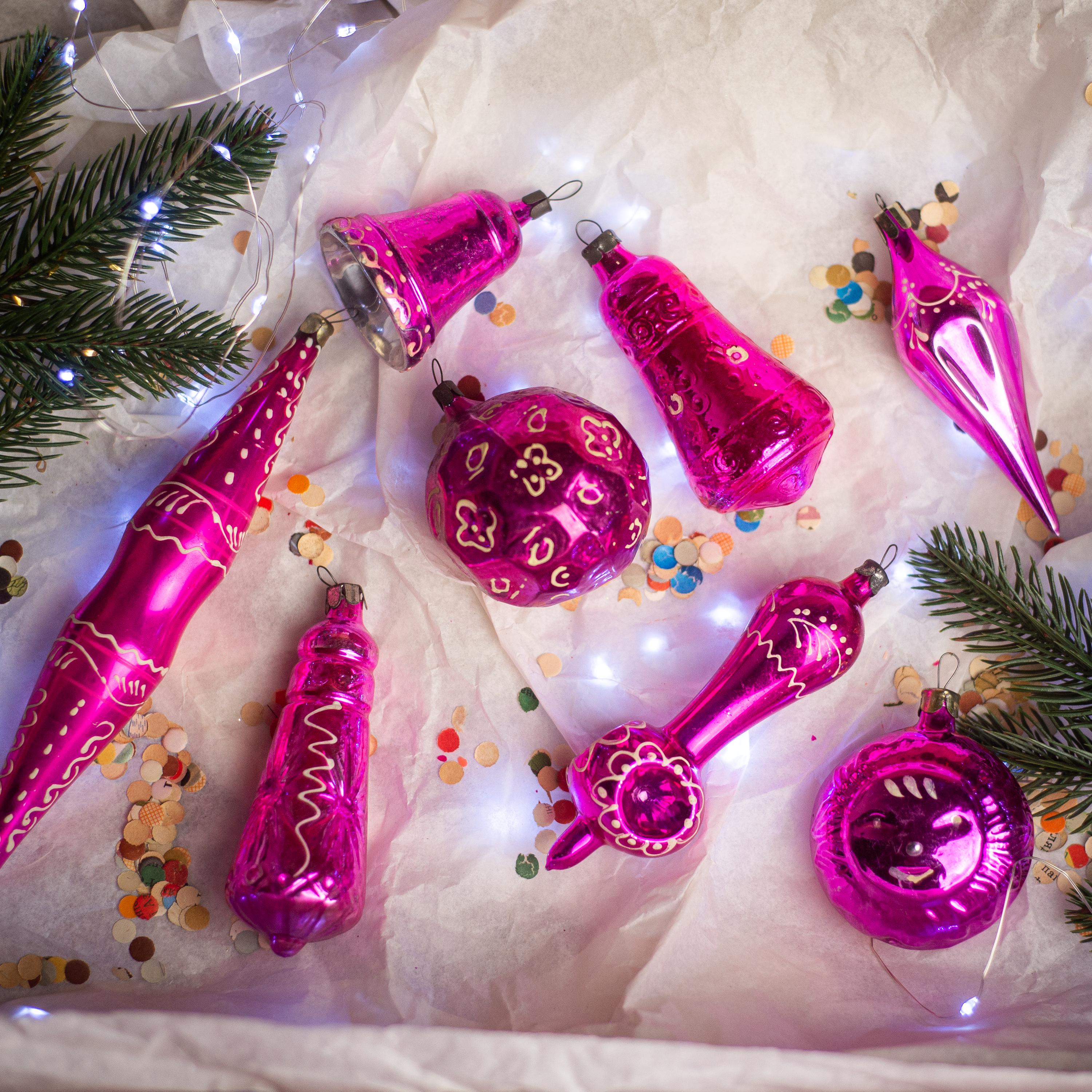 ヴィンテージ ドイツ製グラスオーナメント7個セット クリスマスオーナメント ヴィンテージ ドイツ製グラスオーナメント7個セット クリスマス