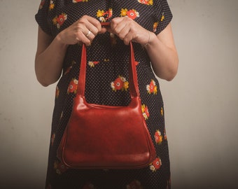 Bolso vintage rojo con billetera en el interior, bolso pequeño de todos los días, bolso casual de piel sintética para mujer