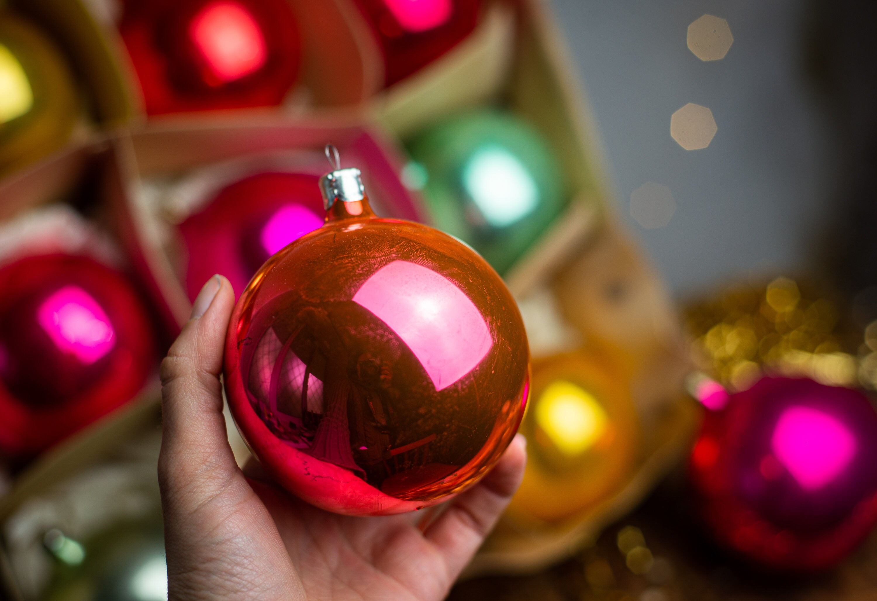 Retro Christmas balls boxed set Antique Xmas hanging Etsy