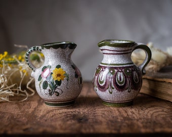 Vintage small ceramic milk pitcher, Germany flower ceramic creamer, milk jug, Spring Easter tableware, Mother's day gift