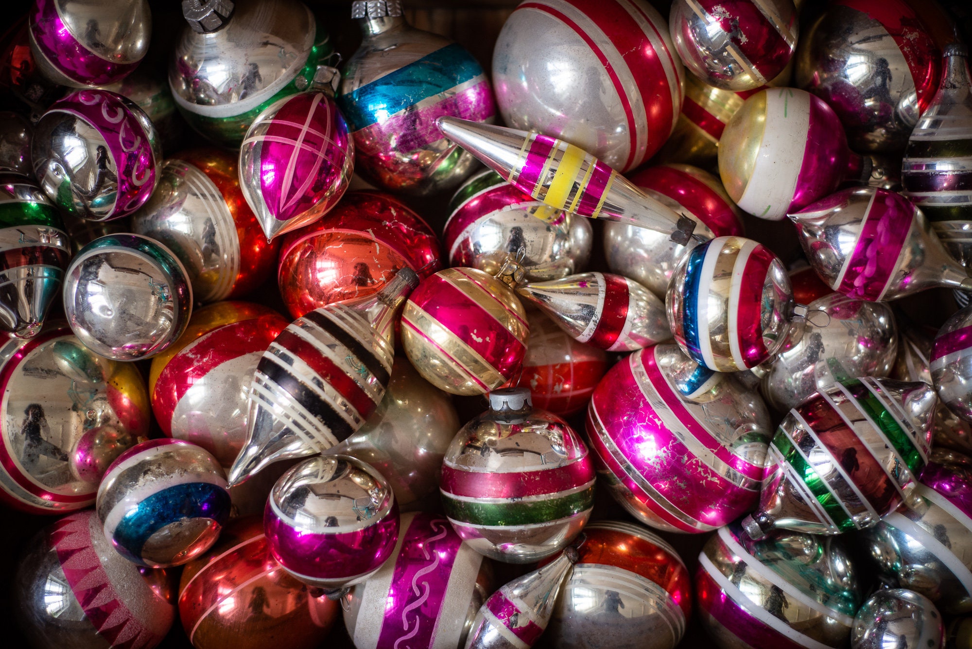 Stripe Christmas Ornaments Vintage Decoration 1950s - Etsy Ireland