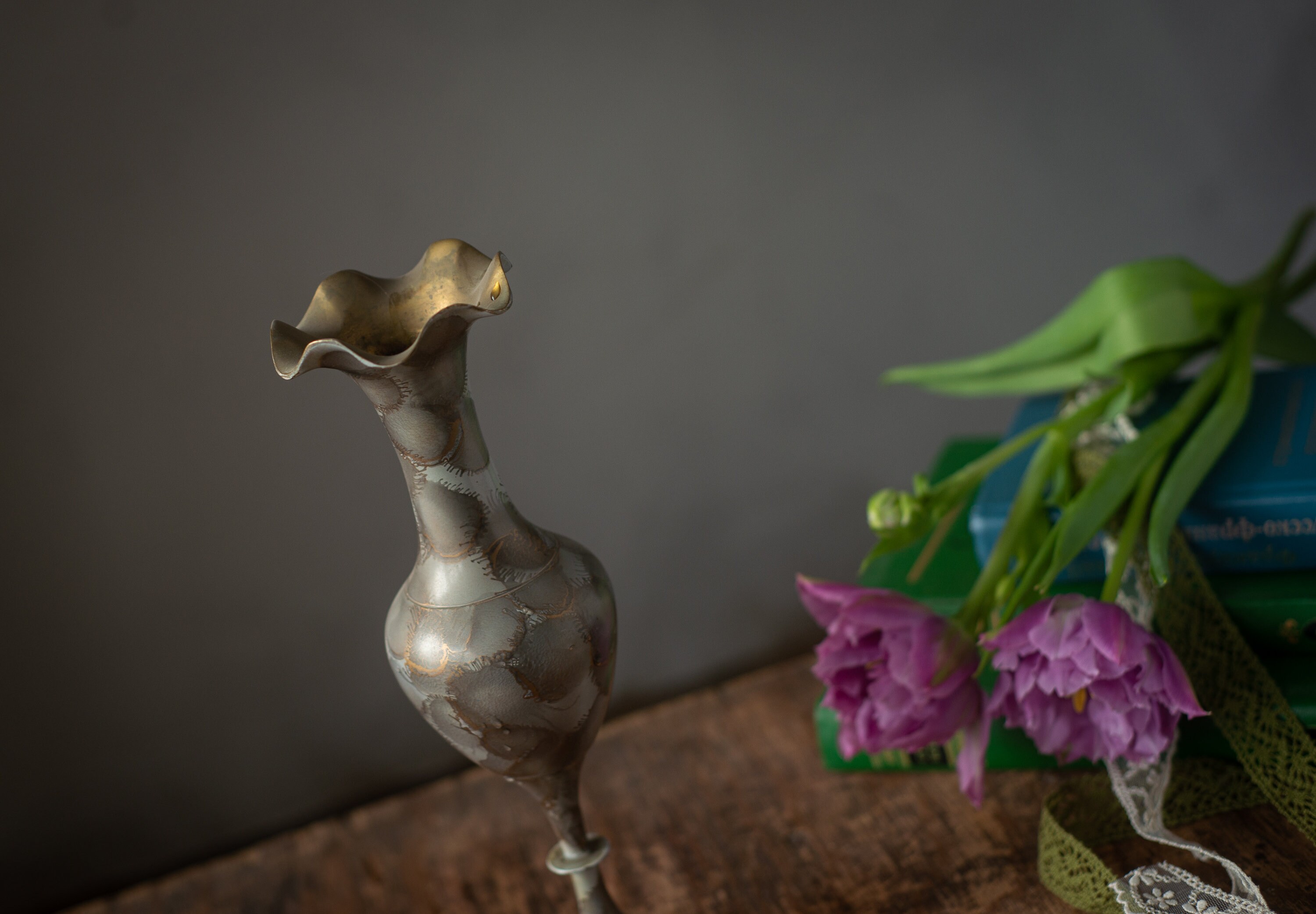 Vintage brass bud vase Antique flower vase with narrow neck Etsy