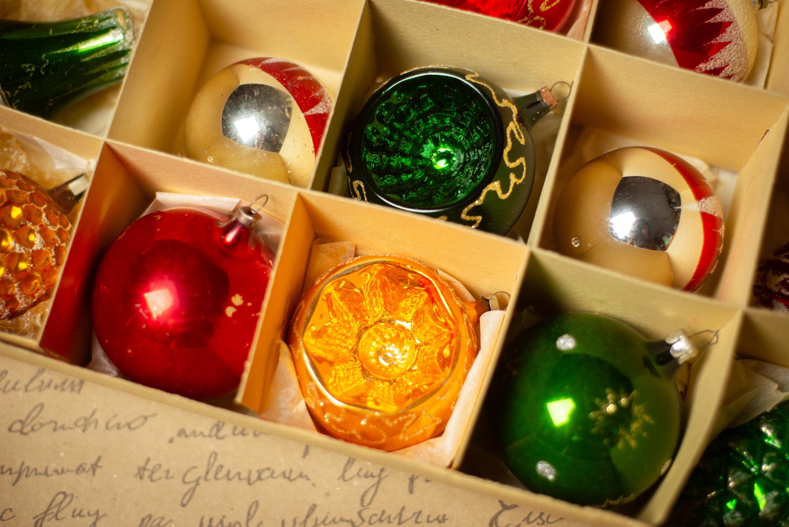 アンティーク 70 年代 クリスマスガラスオーナメント、20 個セット MCM