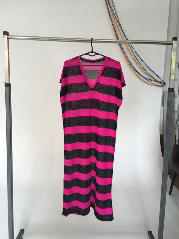 Hot pink plus size vintage midi dress, 90s women … - image 2