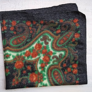 Vintage printed scarf, Elegant retro scarves, 80s fashion, Square floral shawl, Fall hair scarf, Neck bandana